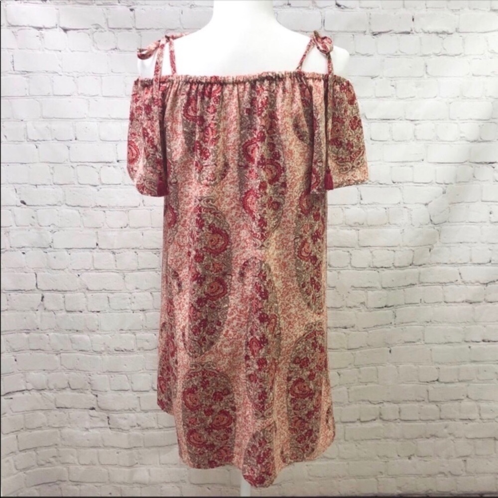 Madewell Festival Watercolor Silk Paisley Dress Size Medium Tie Shoulder G6410 - Picture 5 of 8